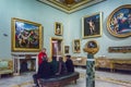 Tourists looking interiors, painting and sculptures in Borghese Royalty Free Stock Photo